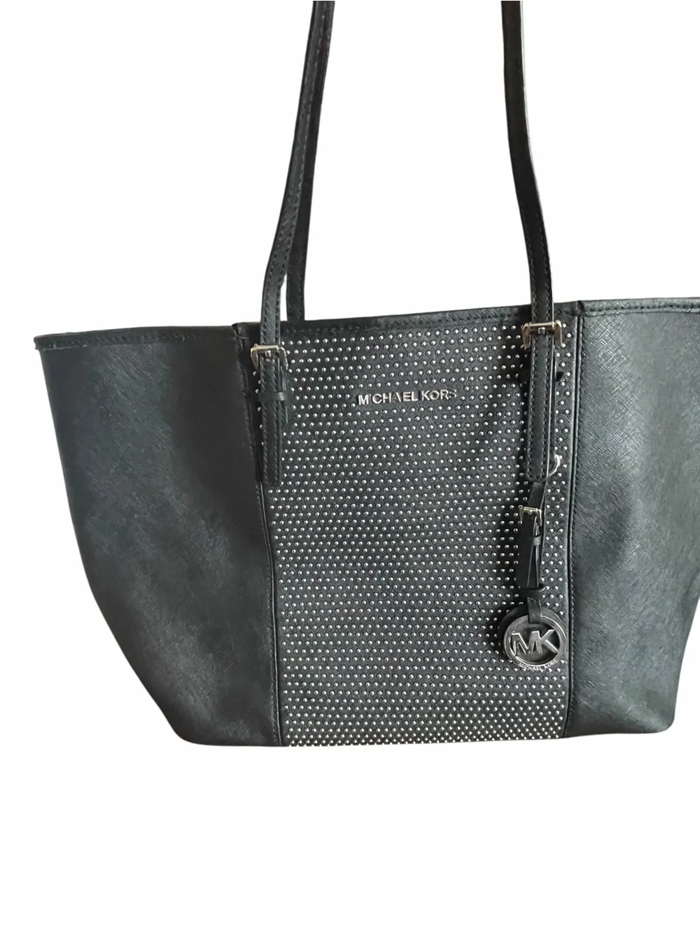 Michael Kors Black Studed Jet Set Travel Tote Bag